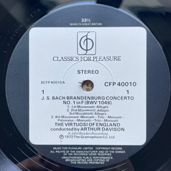 Винтажная виниловая пластинка LP Bach Бах, The Virtuosi Of England, Arthur Davison Brandenburg Concertos Бранденбургские Концерты No. 1 In F Major (UK 1972)