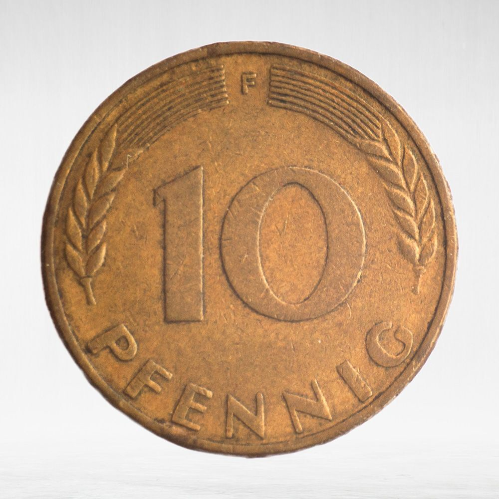 Germany, 10 Pfennigs, 1970, (Stuttgart Mint - "F"), VF