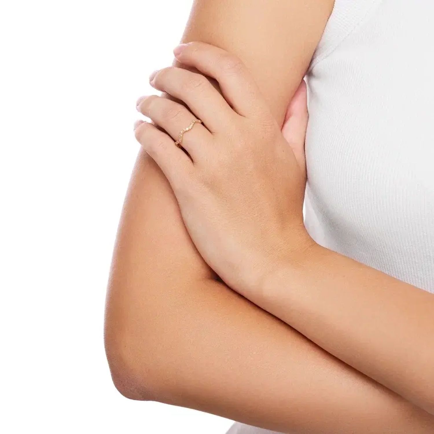 Кольцо Wave Pave Ring - Gold Pink