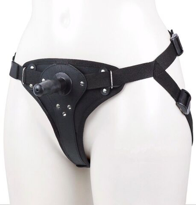 Женские трусики для фиксации насадки плугом с вагинальной пробкой (Цвет: телесный с черным)