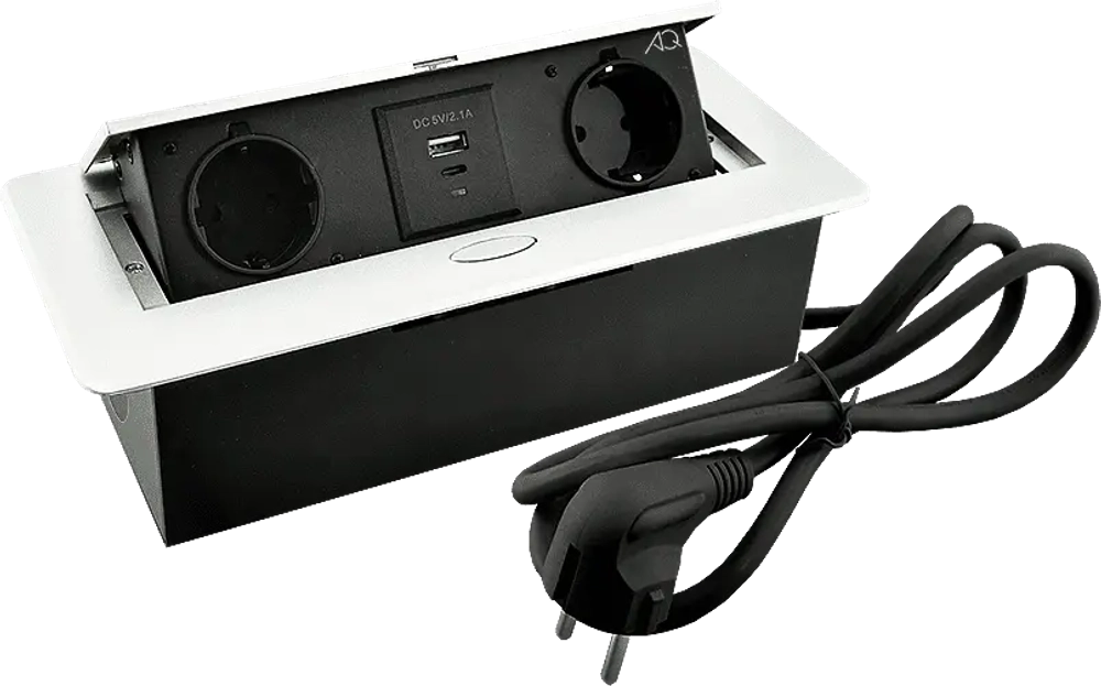 Удлинитель AQ PLUG-X H2 горизонтальный 2xSCHUKO 1xUSB А 1xUSB C белый