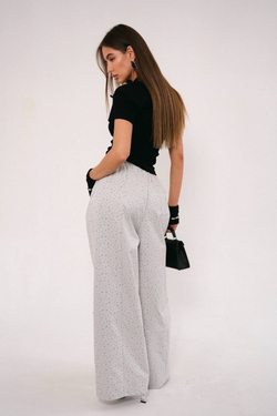 Брюки на резинке из хлопка в мелкий цветочек