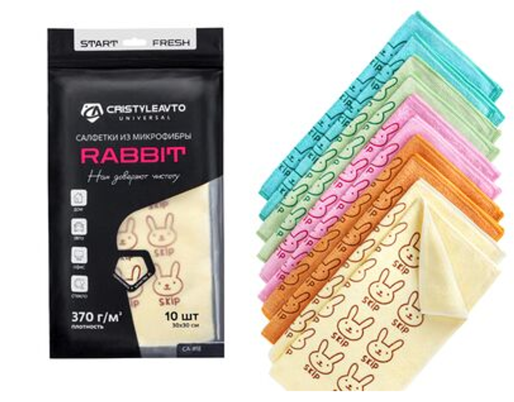 Салфетка микрофибра "CRISTYLEAVTO" CA-818 Rabbit (уп10шт) 30х30см  24336
