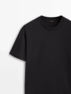 Massimo Dutti ФУТБОЛКА С КРУГЛЫМ ВЫРЕЗОМ, ЧЕРНЫЙ