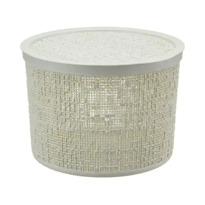 Коробка БЯЗЬ с крышкой D22см 4,5л белый ротанг