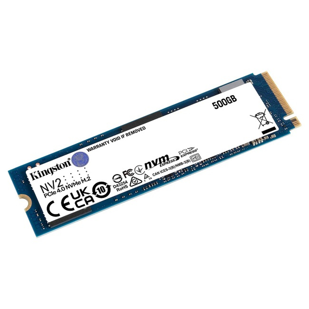 Жесткий диск SSD M.2 500Gb Kingston NV2, 3500/2100MBs, 240000 IOPS, TLC 3D NAND, 2280, PCI-E 3.0 x4 (SNV2S/500G)