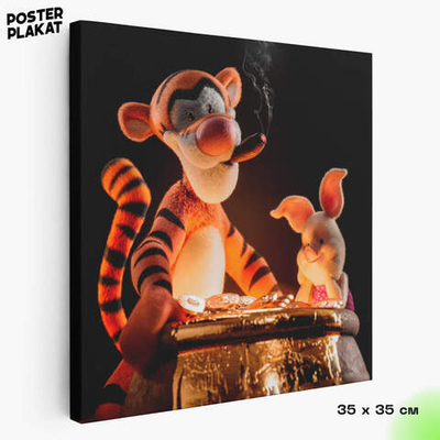 Картина для интерьера Тигра / Winnie-the-Pooh на холсте, персонаж мультфильма Дисней, холст с печатью на подрамнике, на стену, Постер Плакат