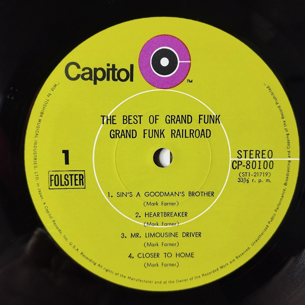 Винтажная виниловая пластинка LP The Best Of Grand Funk (Japan 1971) (No Obi) Aimless Lady