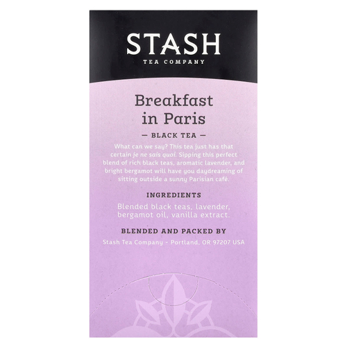 Stash Tea, черный чай, «Завтрак в Париже», 18 чайных пакетиков, 36 г (1,2 унции)