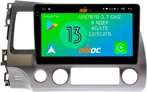 Магнитола для Honda Civic 8 4d 2005-2012 (седан) - Airoc 2K AU-1911 на Android 13, Быстрейшая, SIM-слот