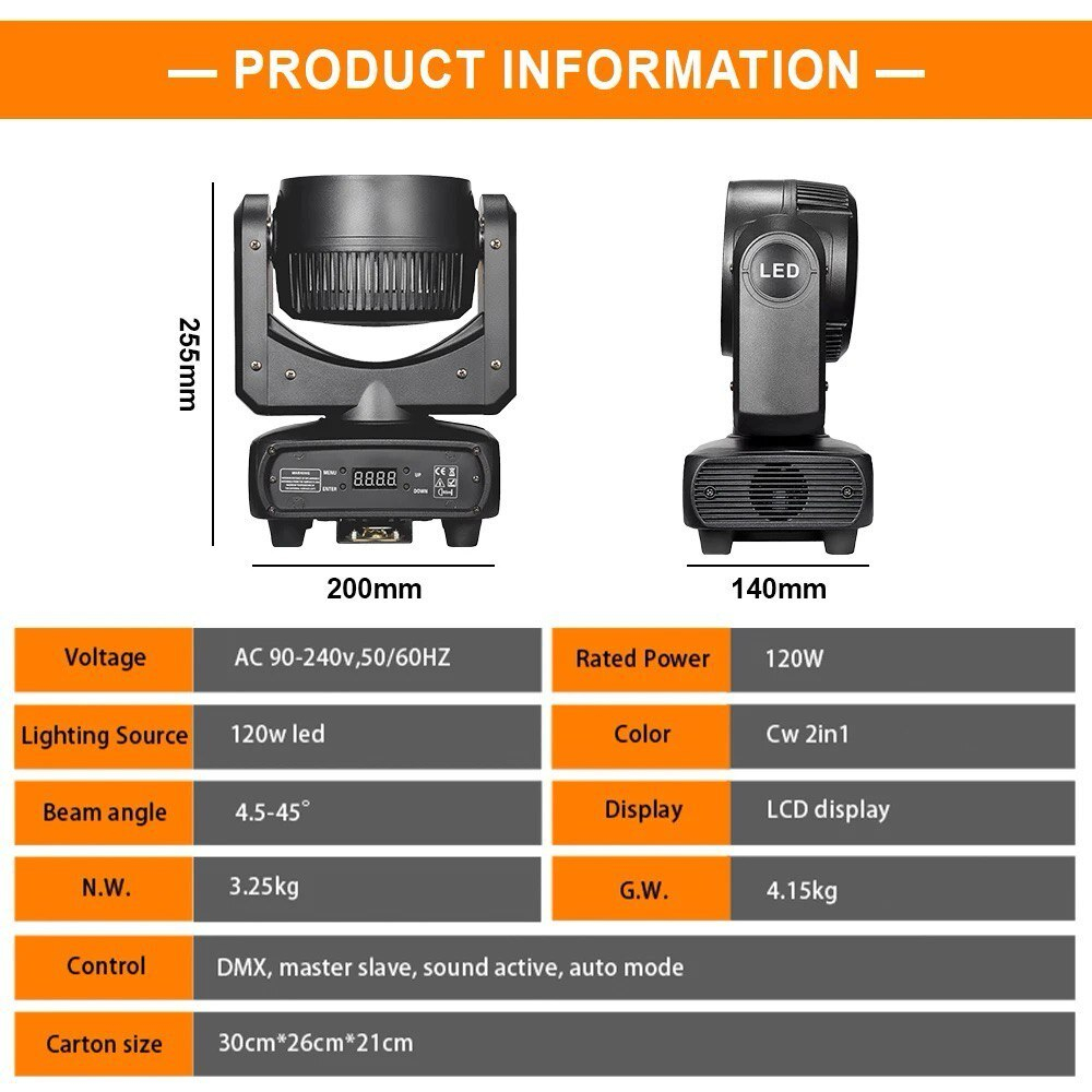 Вращающаяся голова 120W RGBW moving head