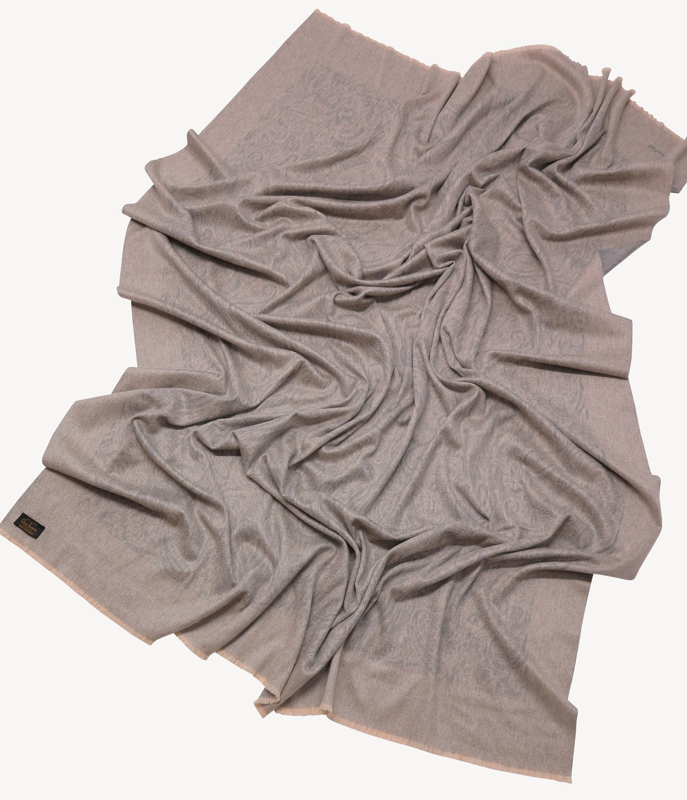 Плед 150х200 Glen Saxon Border Paisley Sand Stone Fl Grey