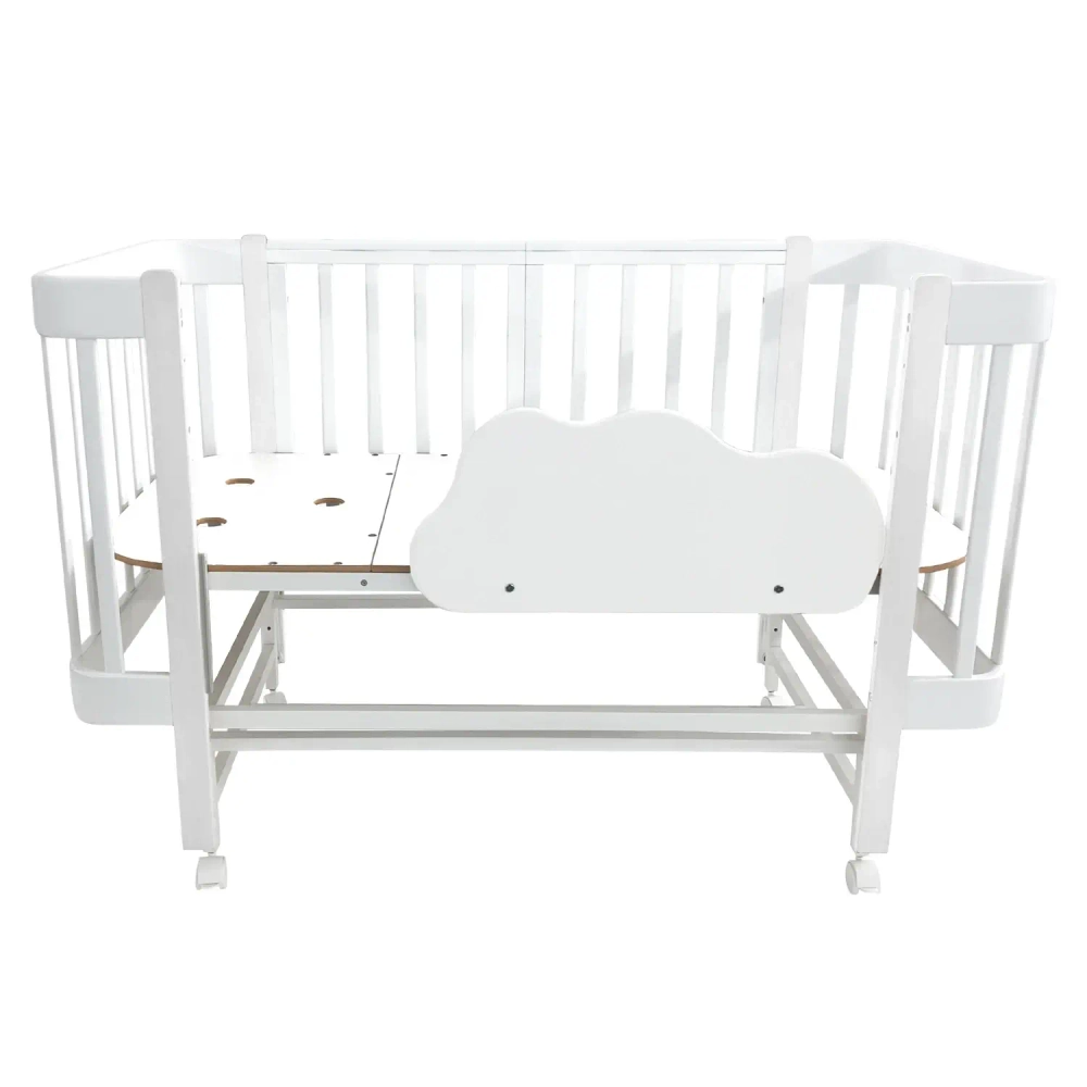 Кровать детская Indigo Italiano Baby продольный маятник на колесах белый-белый