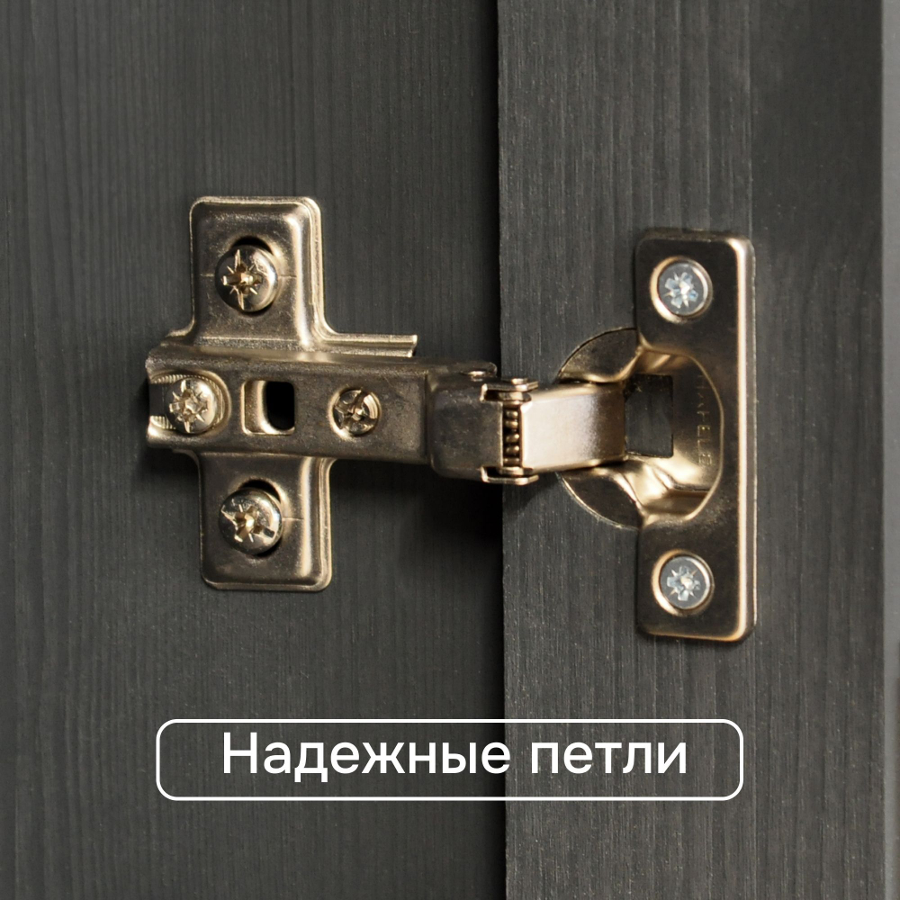 Шкаф-витрина Лена трехдверный из массива сосны, 132х39х192 см / буфет для кухни, серый/антик