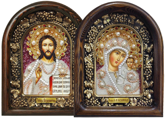 Икона Венчальная пара бисер