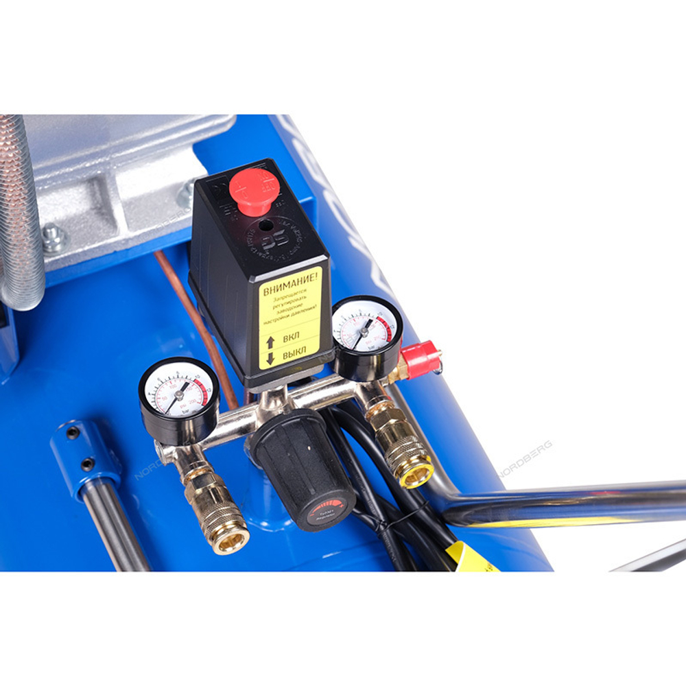 NORDBERG (NCE100/360) Компрессор 2-х поршн., ременной, чугунная головка, 220В, ресив. 100л, 320л/мин