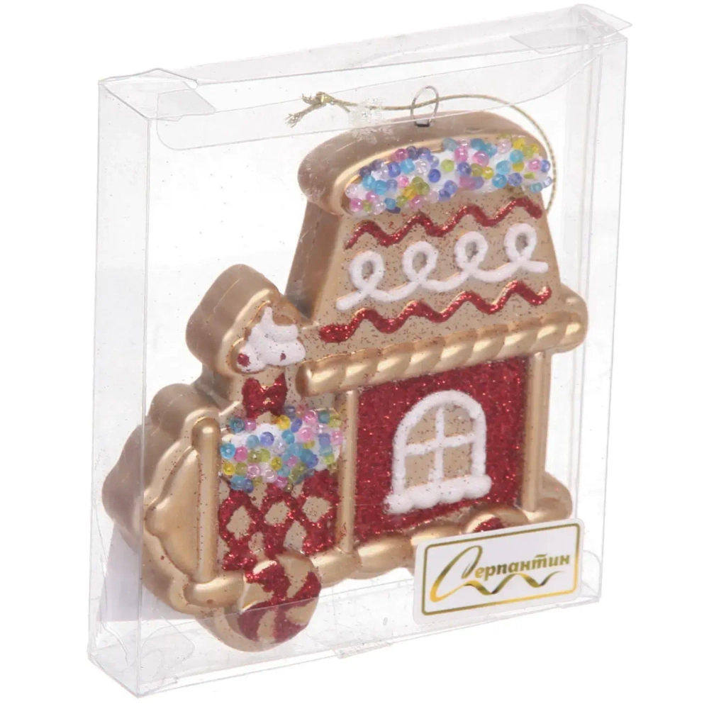 Ёлочная игрушка «Сказочный поезд» 9*1,5*10 см, красный