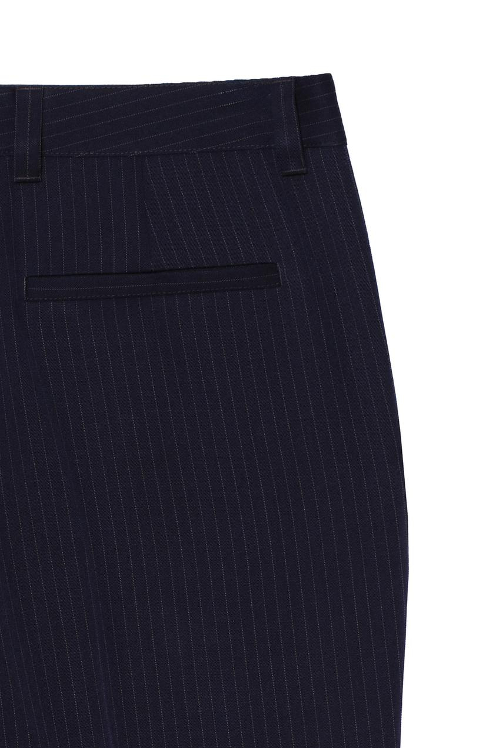 ZARA X BENITO ANTONIO КОСТЮМНЫЕ БРЮКИ-КЛЕШ В ТОНКУЮ ПОЛОСКУ, ТЕМНО-СИНИЙ