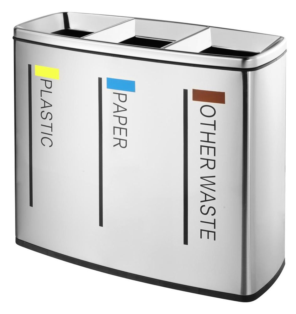 Контейнер для сортировки мусора на 3 сегмента 150 л. нерж. сталь NOFER 14100.S матовый