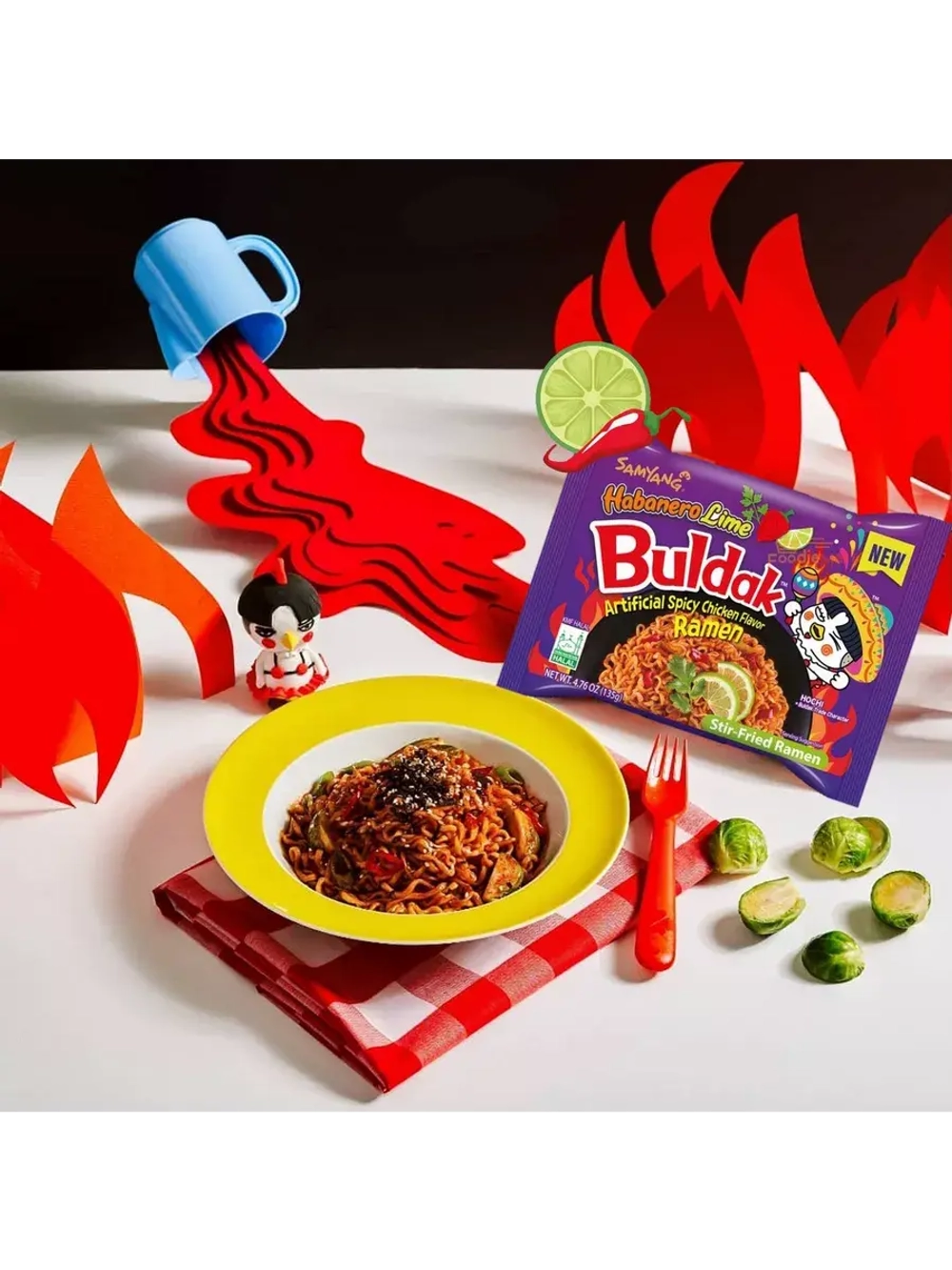 Лапша со вкусом курицы, перца Хабанеро и Лайма 135 г * 3 шт