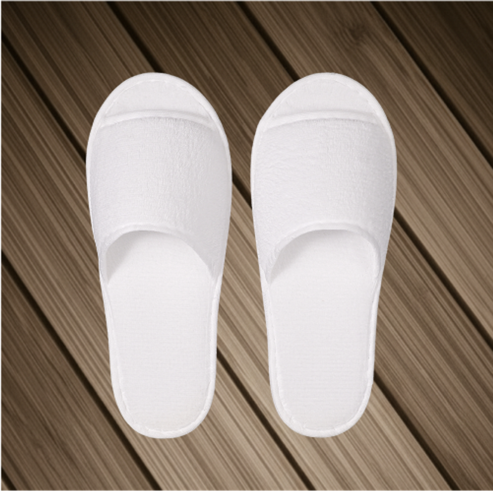 Тапки корал флис, открытый мыс (100 пар) одноразовые, белые