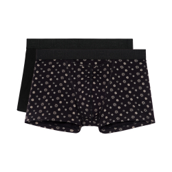Мужские трусы боксеры набор из 2-х штук (черные, черные с принтом) HOM JOAN #2 Boxer Briefs HO1 2p 402660_40D042