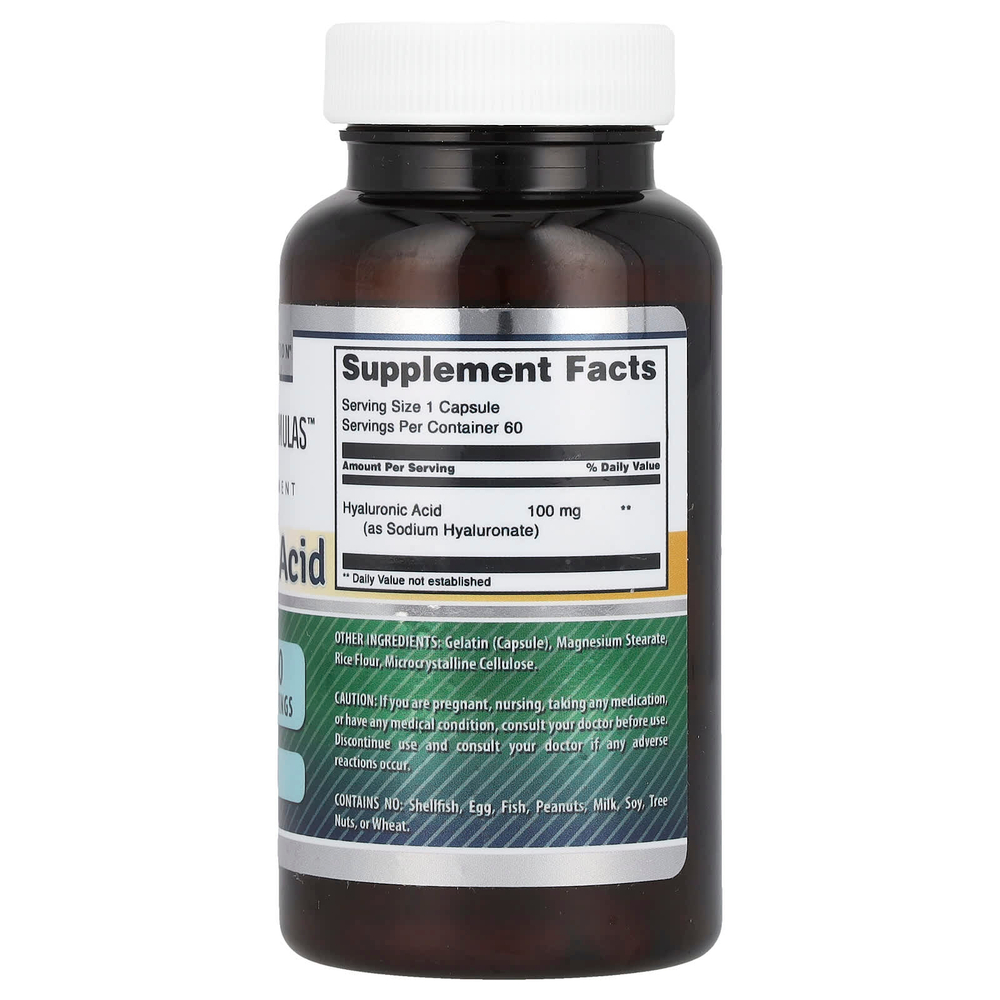 Amazing Nutrition, гиалуроновая кислота, 100 мг, 60 капсул