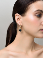 Серьги "Whale Amour" gold черный агат