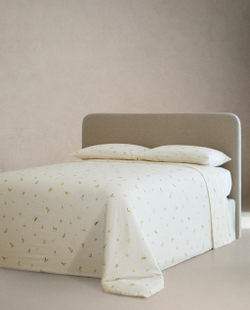 Пододеяльник Zara Home, лён 55%, хлопок 45%, с цветочным принтом, 7116/088
