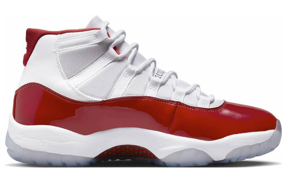 Jordan Air Jordan 11 Retro "Varsity Red" patent leather fabric leather trend retro shock absorption, non-slip, wear-resistant wrapping, lightweight high-top basketball shoes for men and women with the same style of white and red cherry