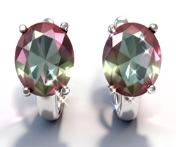 Ювелирные серьги из серебра 925 пробы,вставка султанит гидротермальный