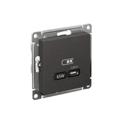 Розетка USB AtlasDesign тип C 65Вт высокоскор. ЗУ QC PD механизм базальт SE ATN001427