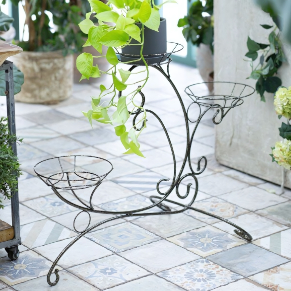 Подставка для цветов напольная "Конек малый" на 3 горшка, металл М0000054