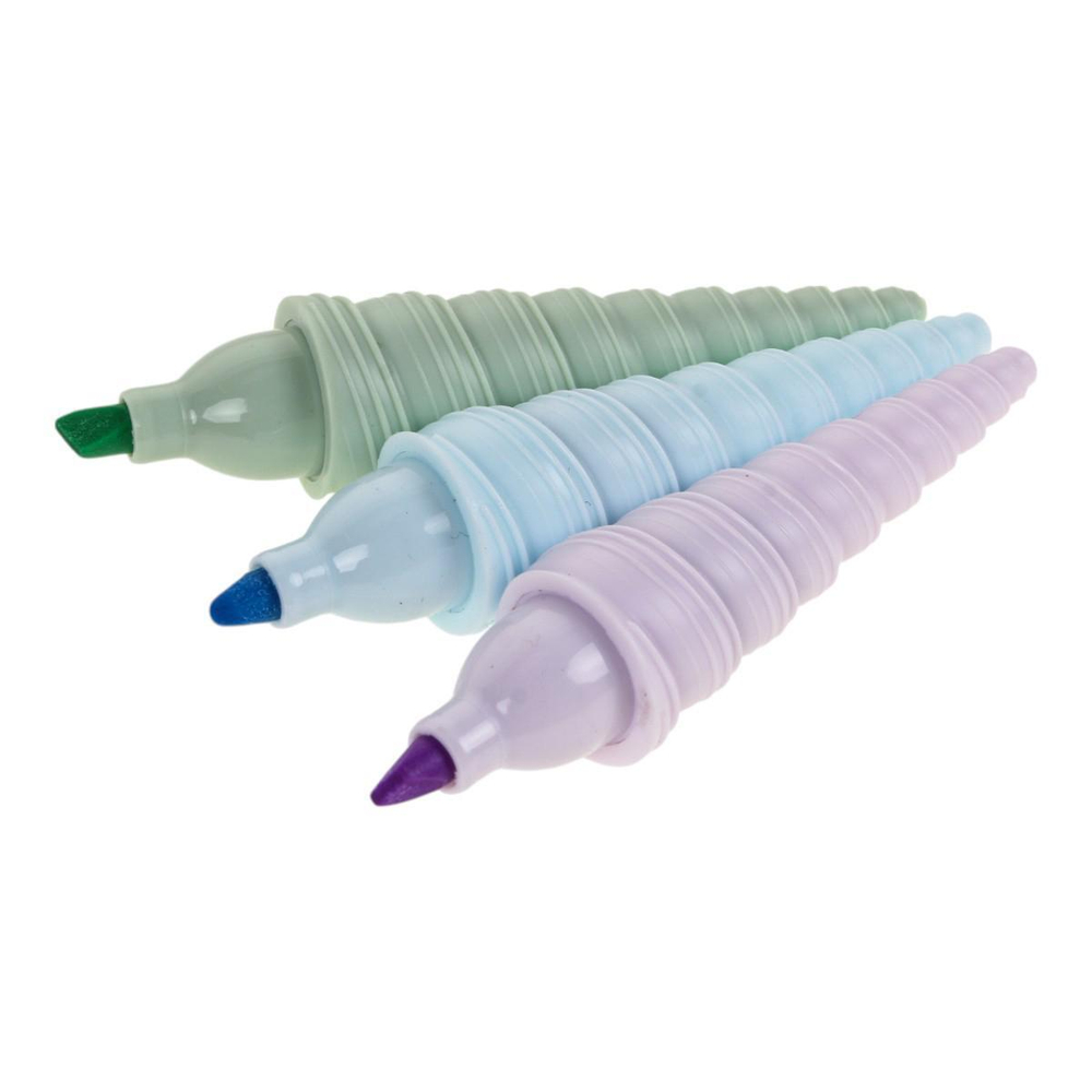 Набор текстовыделителей 3шт. "Жемчужина" голубой, в ПВХ пенале