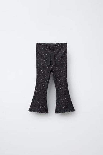 ZARA ЛЕГИНСЫ FLARE С ЦВЕТАМИ, АНТРАЦИТОВО-СЕРЫЙ