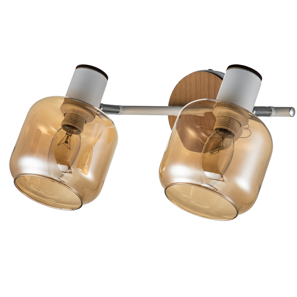 Настенный светильник 2x40Вт E14, металл/дерево/стекло, белый