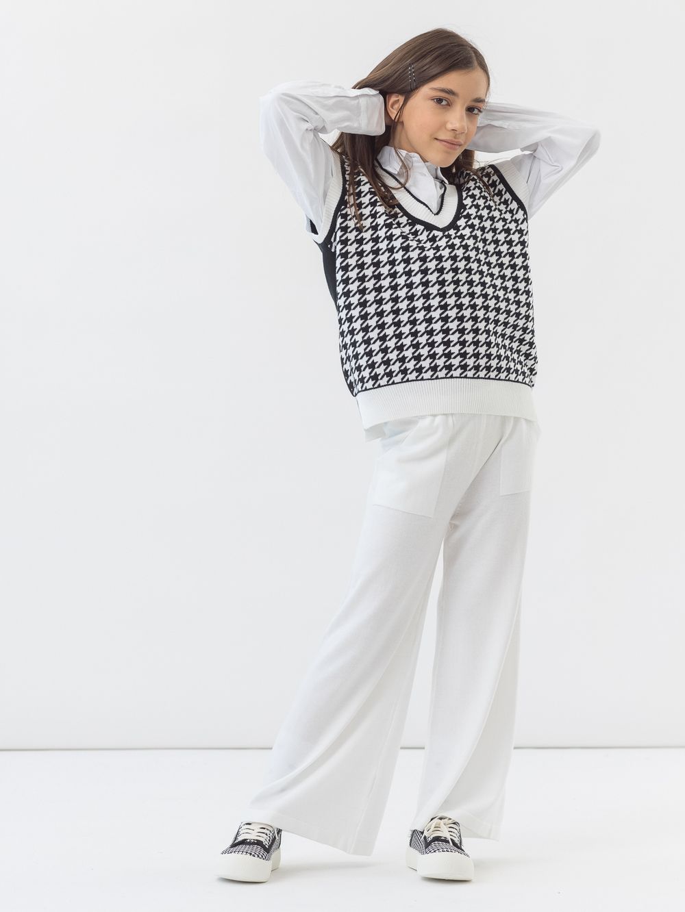 Жилет черно-белый для девочки арт. АТ951