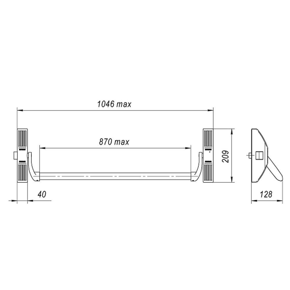 Ручка-штанга нажимная AP.1700B push-bar (ANTI-PANIC 1700В) накладной для одно/двуствор. дверей