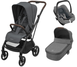 Детская коляска Maxi-Cosi Leona2 Oria 3 в 1 с автокреслом CabrioFix Select grey 1204204110 Twillic Graphite/1507029110 Select Grey