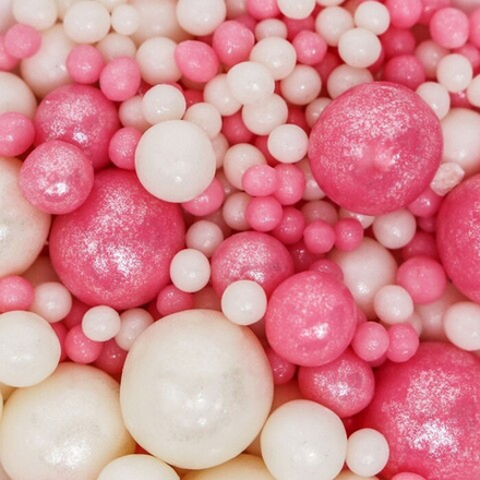 Посыпка рис воздушный "Жемчуг" розовый/серебро, 50г