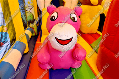 Надувной батут "Зверята с крышей 3" со скалодромом, 11*7*6 м