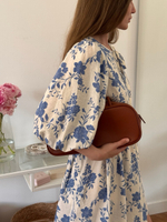 Платье Мари-мини для беременных и кормящих, Кремовый с синими цветами