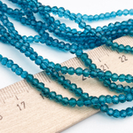 Бусина стекло, цвет морская волна, размер около 3*3,5 мм, цена за нить 38 см