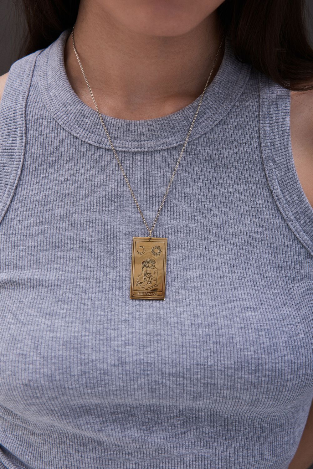 Подвеска карта таро Влюбленные большая позолота La Lune