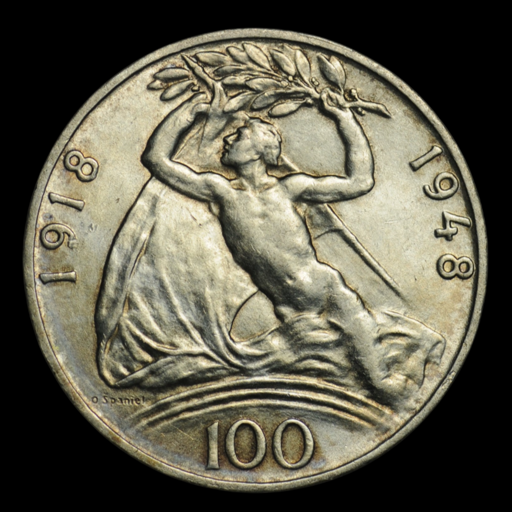 Юбилейные 100 крон 1948 г. Чехословакия серебро