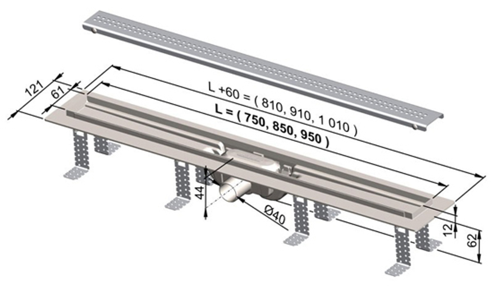 Душевой дренажный канал Alcaplast 850 мм (APZ8 Simple)