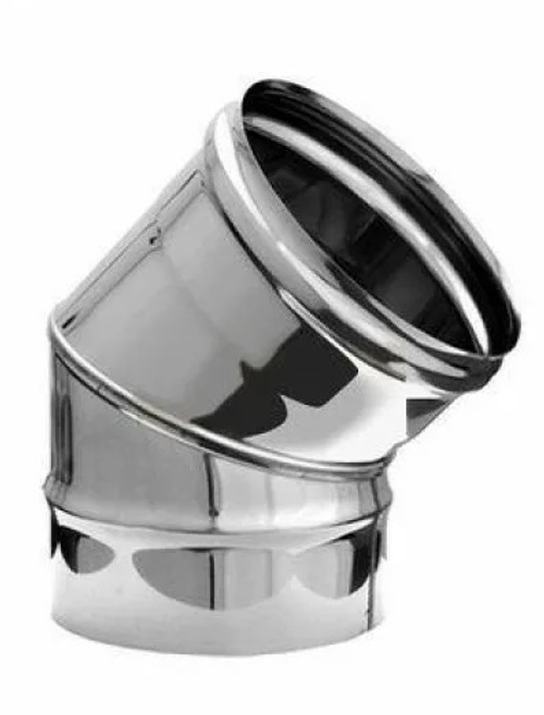 РОЗАН  дымоходное колено Д 115 (1,0 ) 2-х секц нерж мат 45 гр