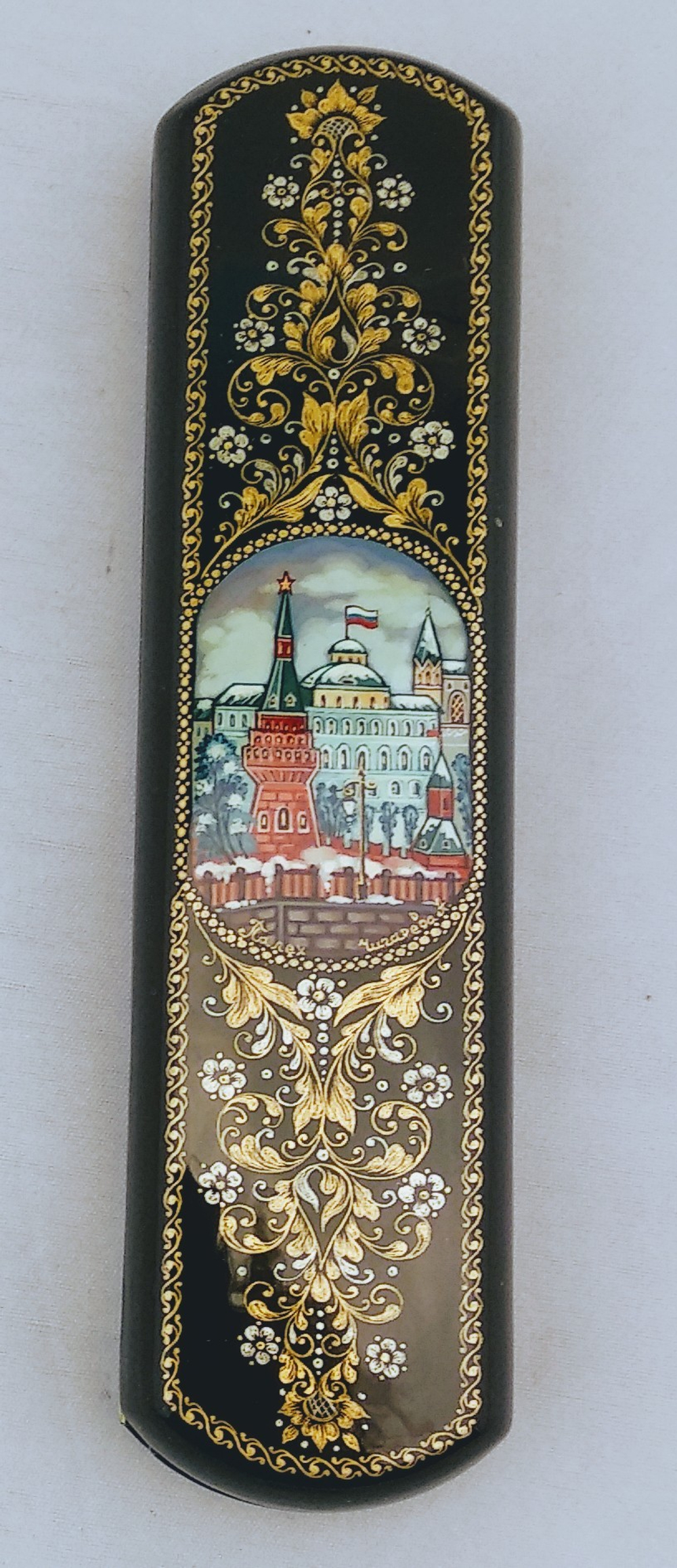Шкатулка-пенал для ручки "Москва. Зима" худ. А. Чигарева 17.5х4.5см