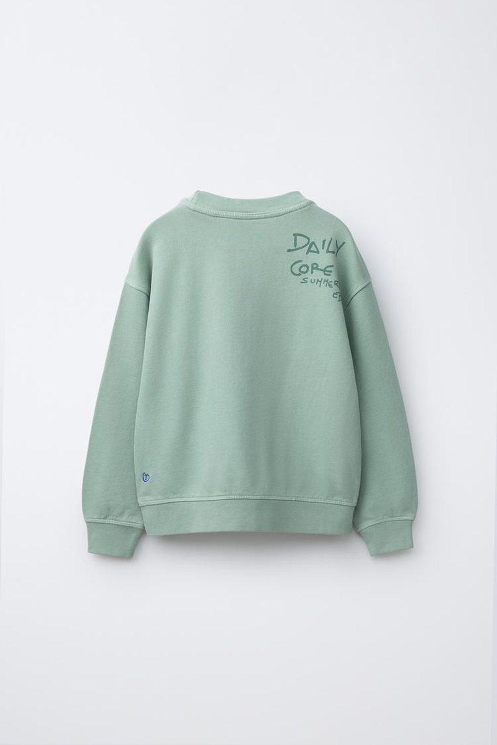 ZARA ТОЛСТОВКА С НАДПИСЬЮ, ЦВЕТ МОРСКОЙ ВОЛНЫ