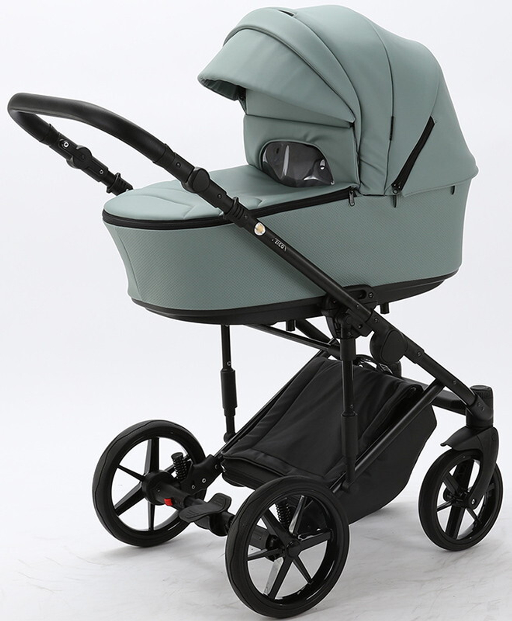 Детская коляска Adamex Zico Deluxe 2 в 1 Z-SA20 СЕР-ЗЕЛЕН.КОЖА